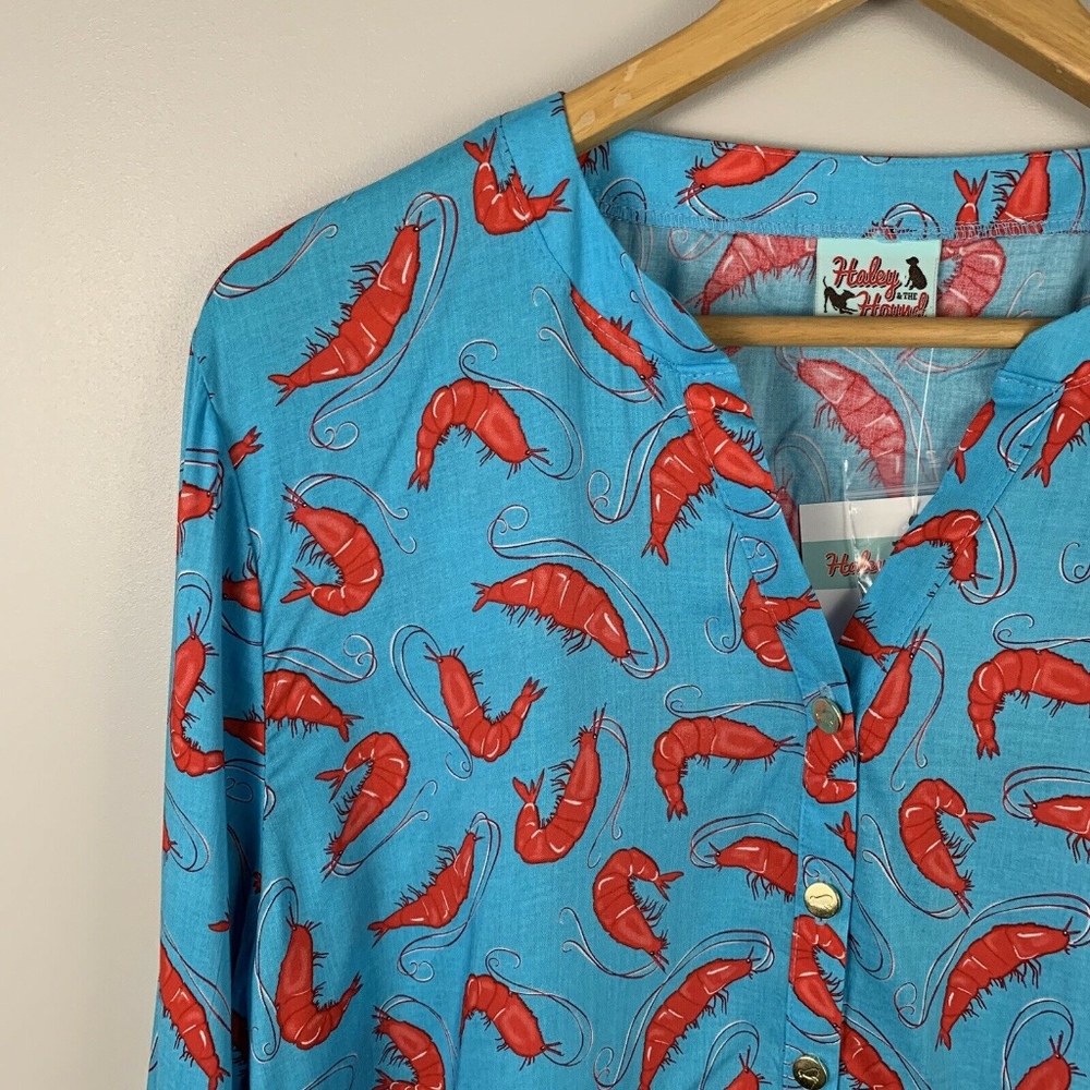 Haley & The Hound Blue Shrimp Print Stella Top - Picture 4 of 8